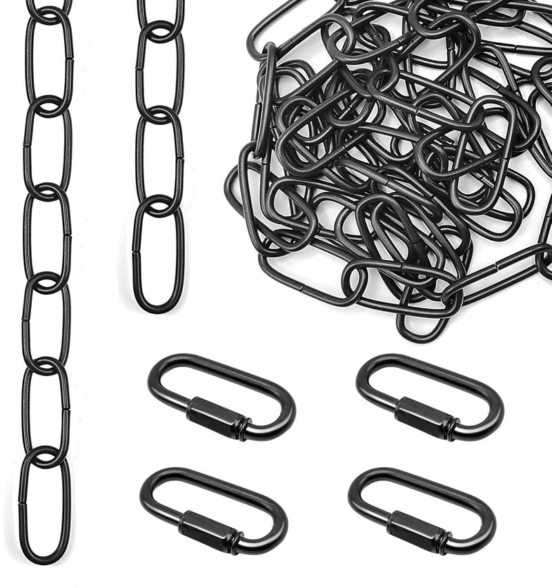 ECUDIS 6 Feet Pendant Light Fixture Chain, Lighting Hanging Chain Extension with Connection Locks, Lighting Chain Replacement for Chandelier, Plants, Fruit Basket (Black) - Image 3